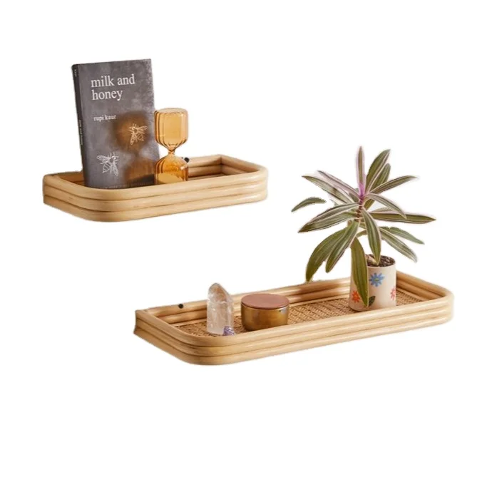 Low price Hanging Rattan Shelf Rack Natural Rattan Plant Shelf Made in Vietnam Rattan shelves