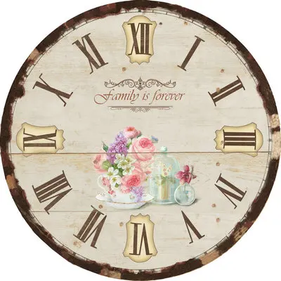 ANTIQUE VINTAGE RETRO ROUND MDF WALL CLOCK