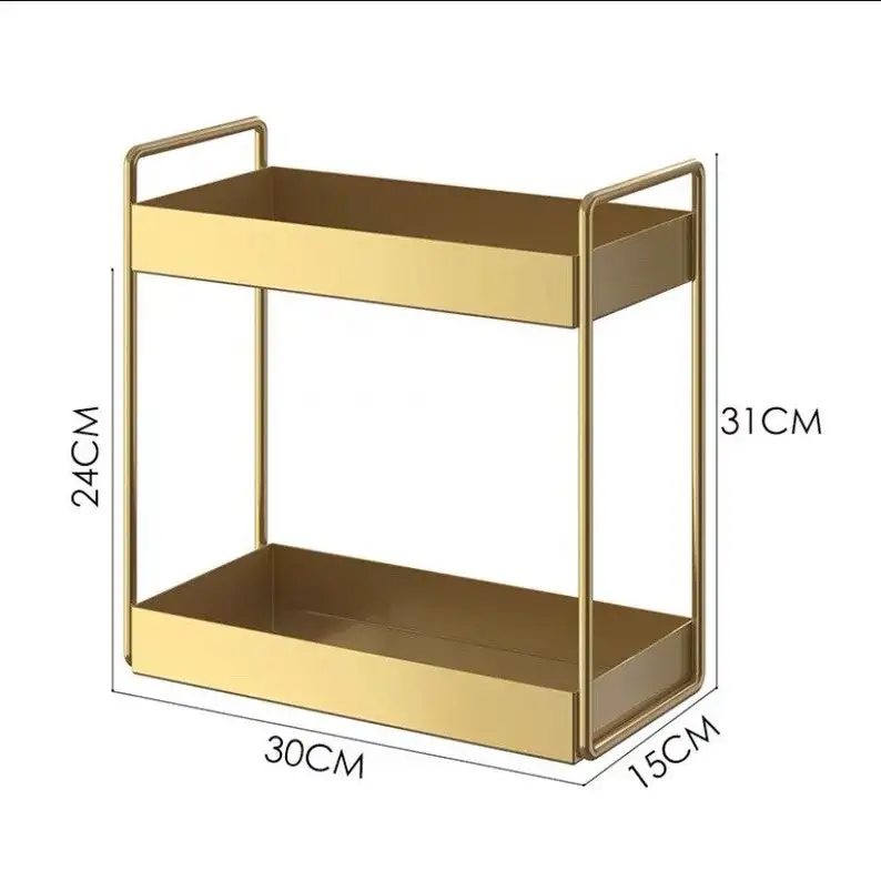 Luxury Shelf 1 2 Layer Metal Storage Rack Shelf Desktop Cosmetics Storage Rack Home Bathroom Tableware at Wholesale Price India