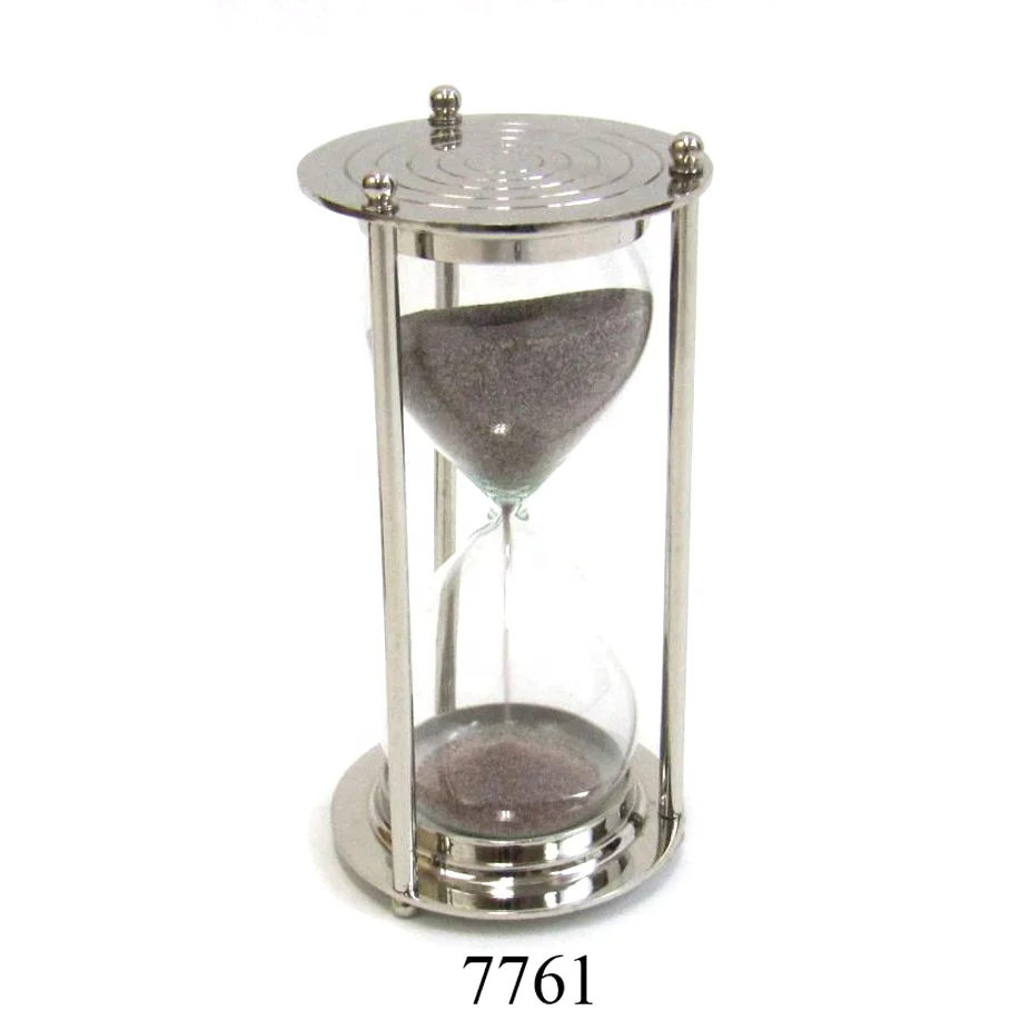 Nautical Brass Hourglass Sand Timer in Polish nautical antiques hourglass timers for home and office decor