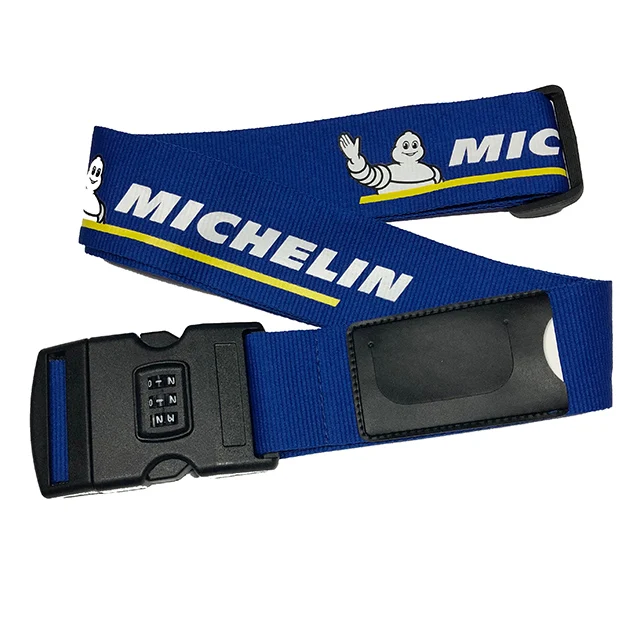 Customized fashionable Suitcase belts 100% polyester silk  printed Travel Suitcase belts with lock buckle