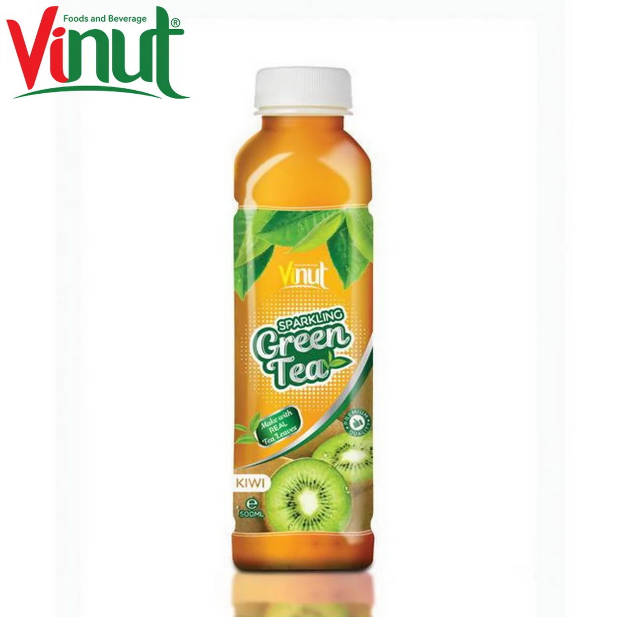 500ml VINUT Real fruit juice bottle OEM service Sparkling water Green tea with Kiwi flavour Factory in Vietnam