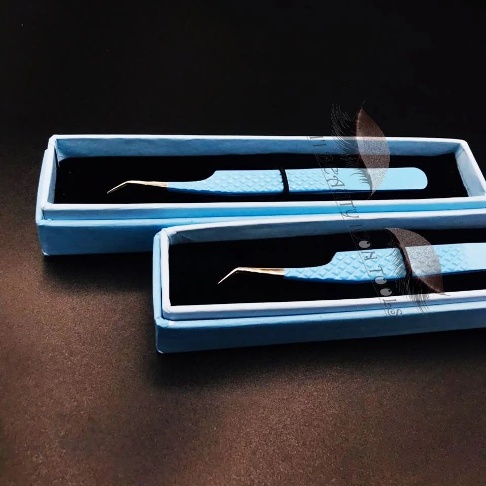 Eyelash Tweezers for Lashes Extension Custom Logo Light Weight Stainless Steel Diamond Grip Hot Selling Product In Market