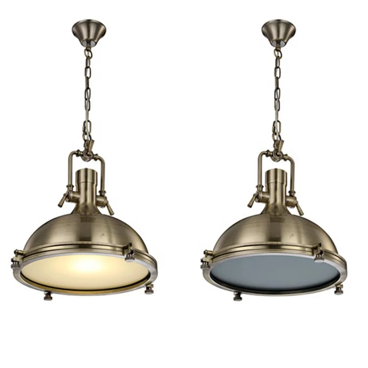 Contemporary Frosted Dome E27 Single Light Hanging Nautical Chandelier Lamp Decorative Industrial Style Pendant Light