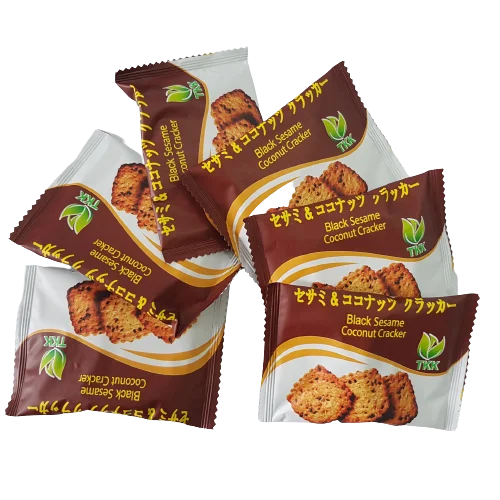 Japan design Black Sesame Coconut Biscuit Cracker with Vietnam Factory Price 300g box