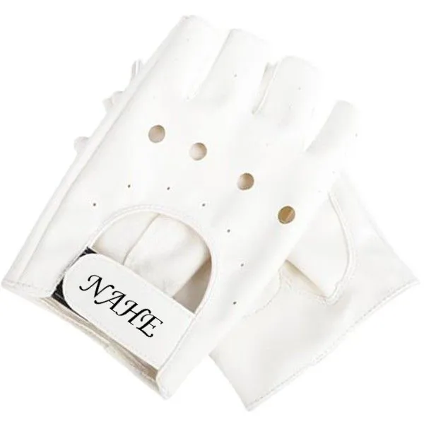 Профессиональные перчатки NAHE с открытыми пальцами, белые кожаные короткие перчатки без пальцев из натуральной кожи для мужчин и женщин
