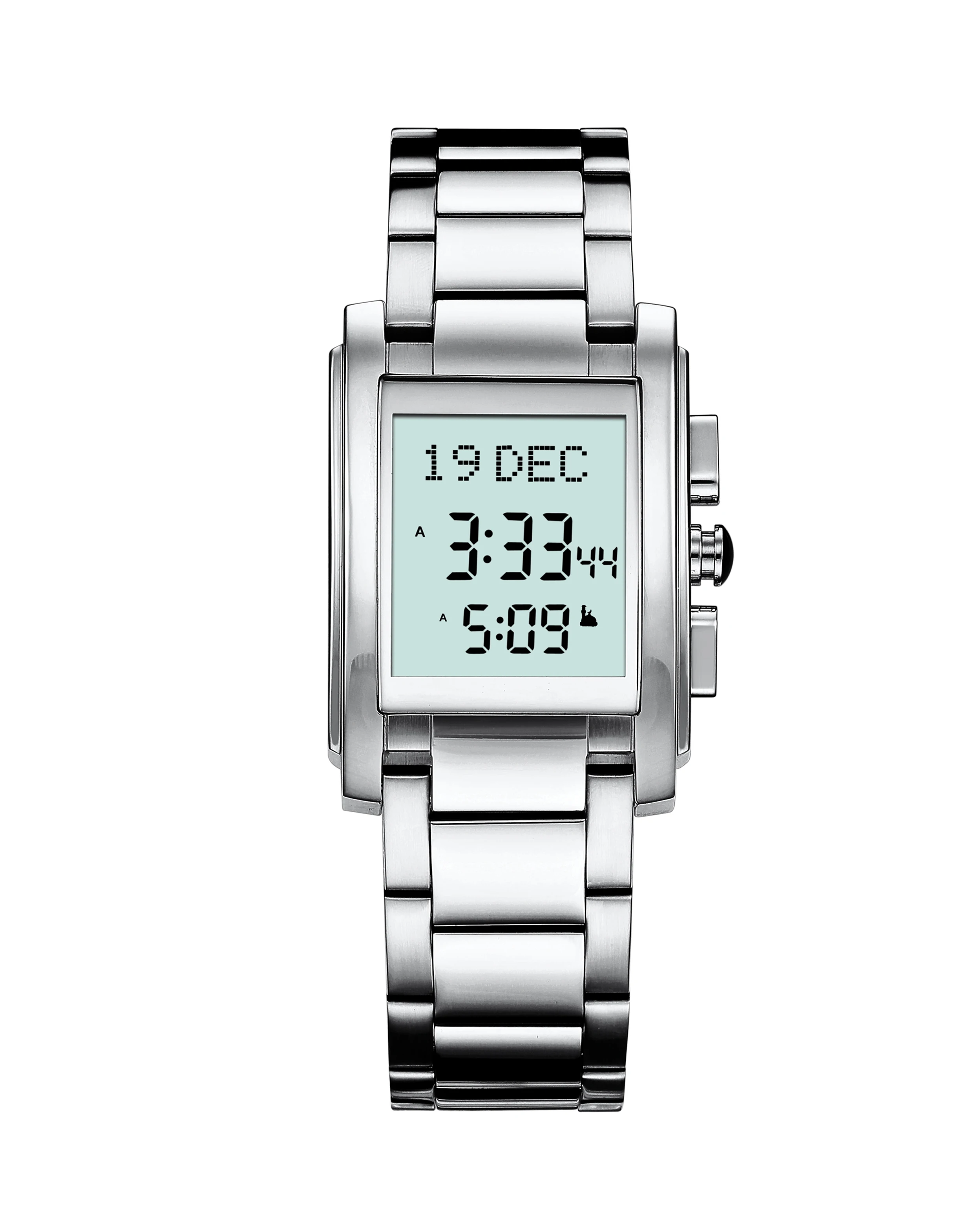 Алазань кварцевые часы Фабричный исламский мусульманский времени азана alfajr прямоугольник из нержавеющей стали Молитва Компас водонепроницаемые