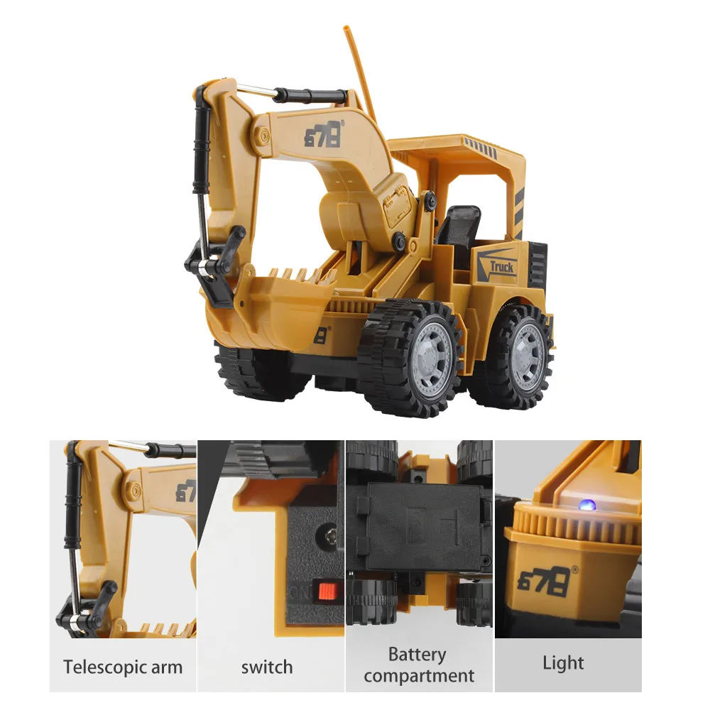 Оптовая продажа 1/24 весы 5-канальные игрушки с дистанционным управлением экскаватор грузовик со светом Радиоуправляемый