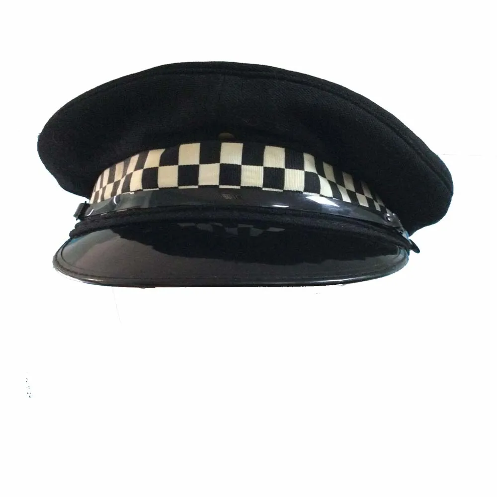 British Officer Peaked Cap with head band and chin strap VINTAGE Listed bonnet