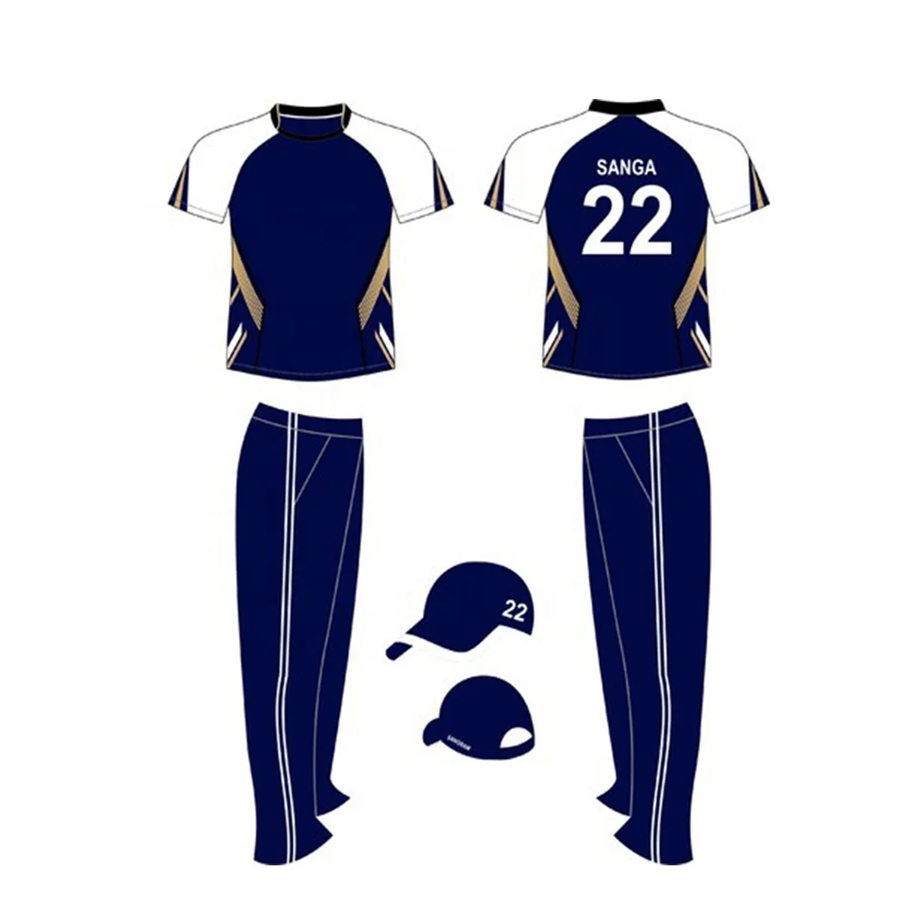Latest designs team cricket uniform pictures custom sublimated logos color new design cricket jersey