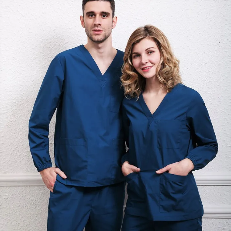 
v-neck New long sleeve Medical scrubs sets nurse hospital uniform bottom jogger style 