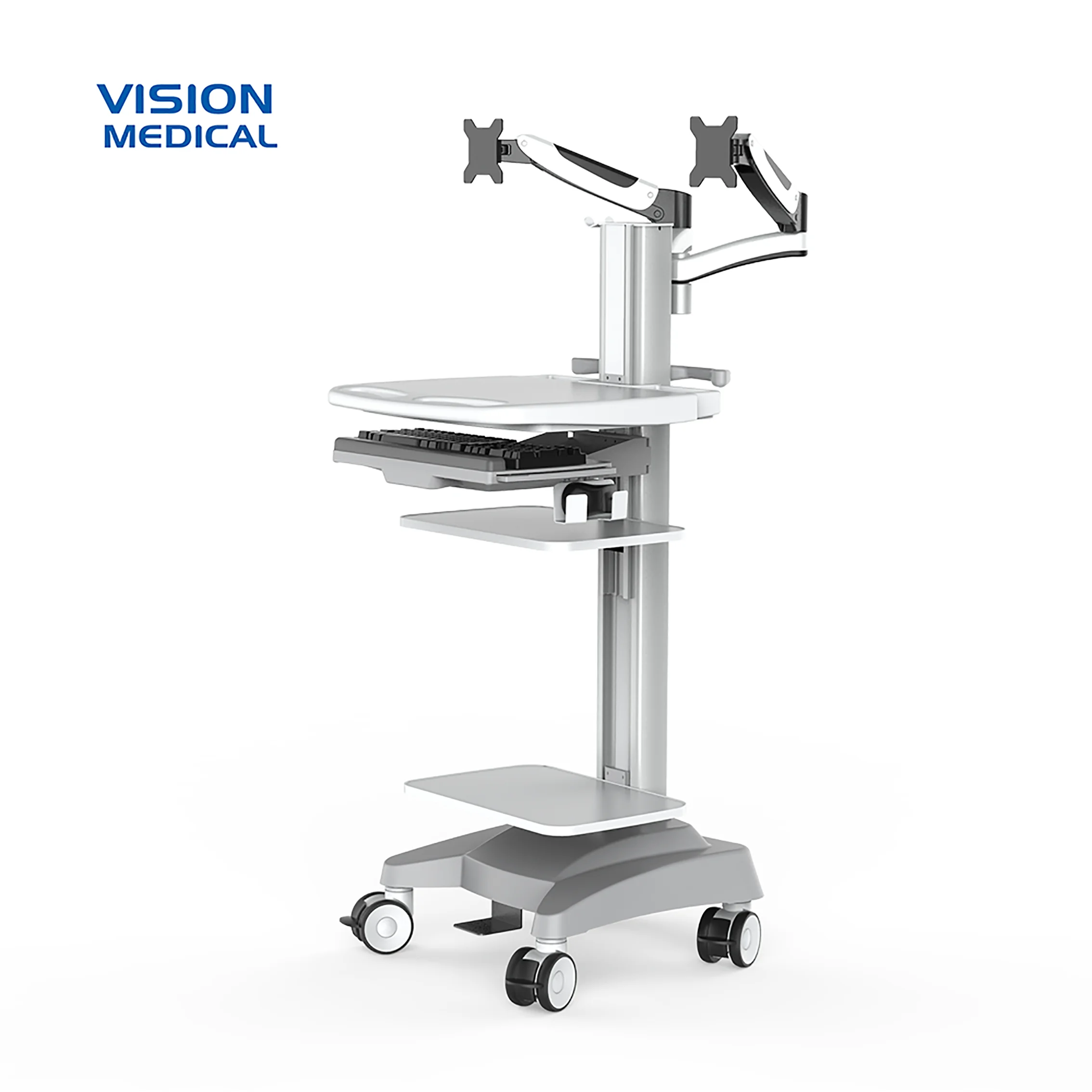 Mobile medical computer telemedicine cart two arms tablet trolley certified nursing cart portable