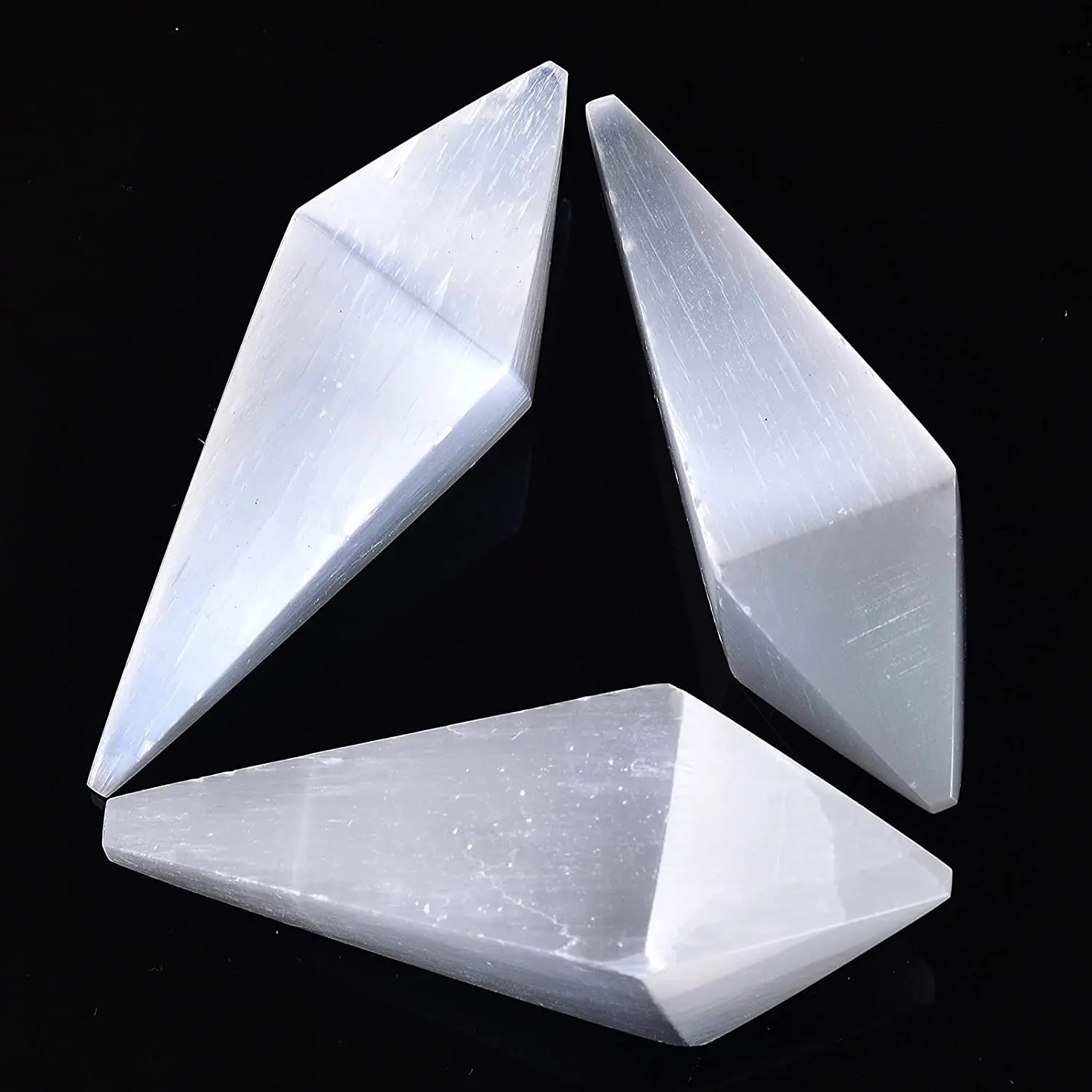 Selenite Crystal Point Natural Crystal Cone Tip Selenite Sticks  Reiki Healing Chakra Balancing Hand Carved Meditation healing