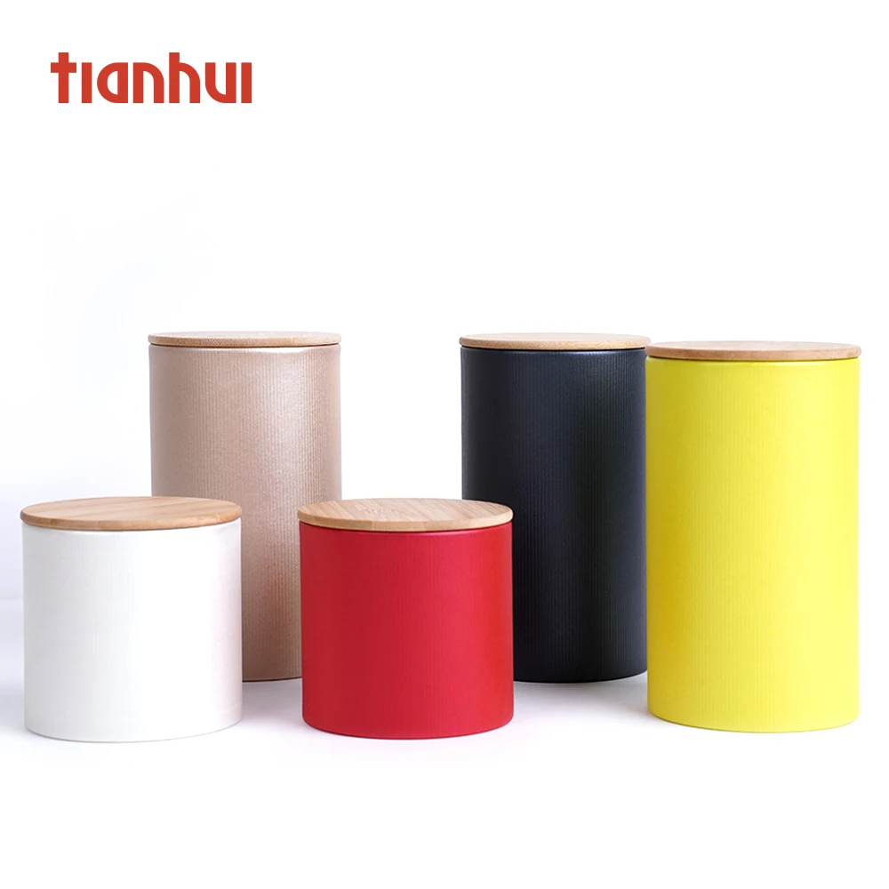 Plain Kraft Tube Smell Proof Container Tea Bamboo Set For Blooming Tea Circle Chocolate Paper Tube