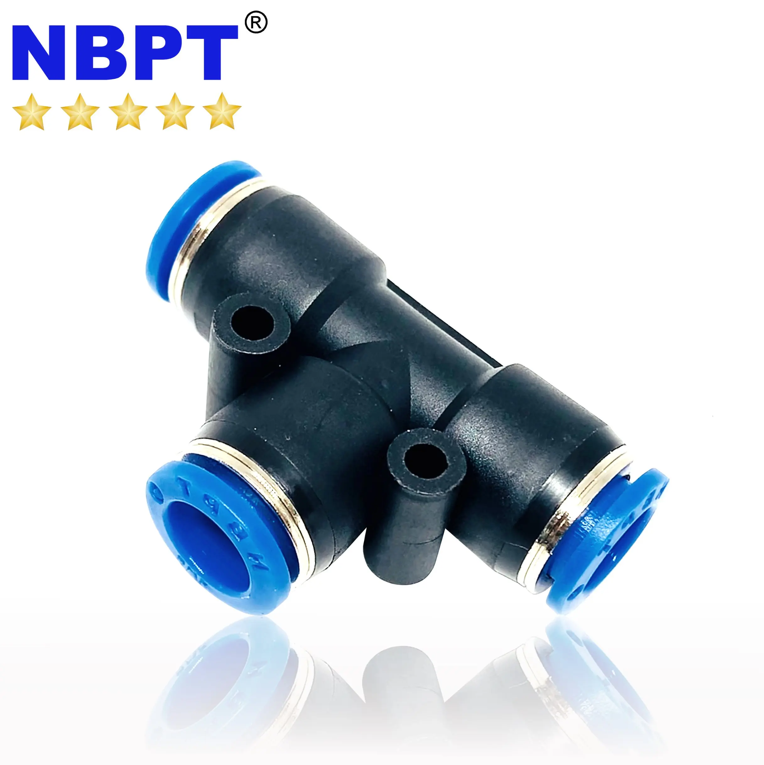 Unequal Tee Reducer , PGT series Quick Connect One Touch Push In To Connect Fitting by NBPT