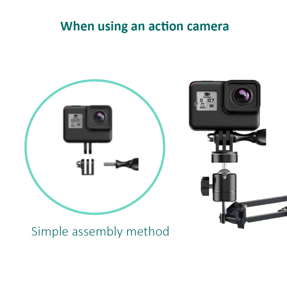 
Melei Webcam adjustable height gooseneck stand cell phone holder for Cell phones, sport camera and devices with 1/4