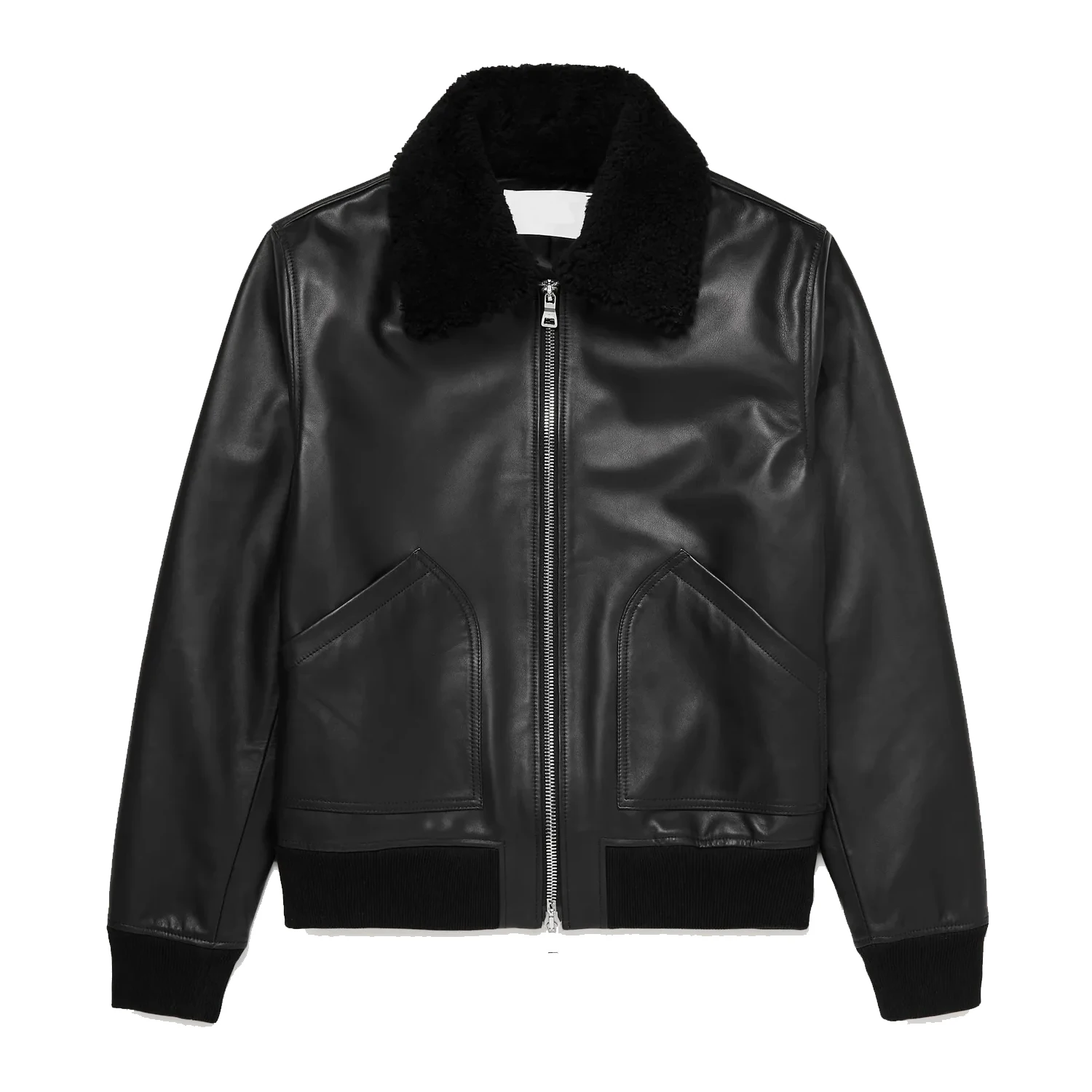 Куртка Премиум-Качества, оригинальная зимняя мужская кожаная куртка-бомбер с воротником и овчиной