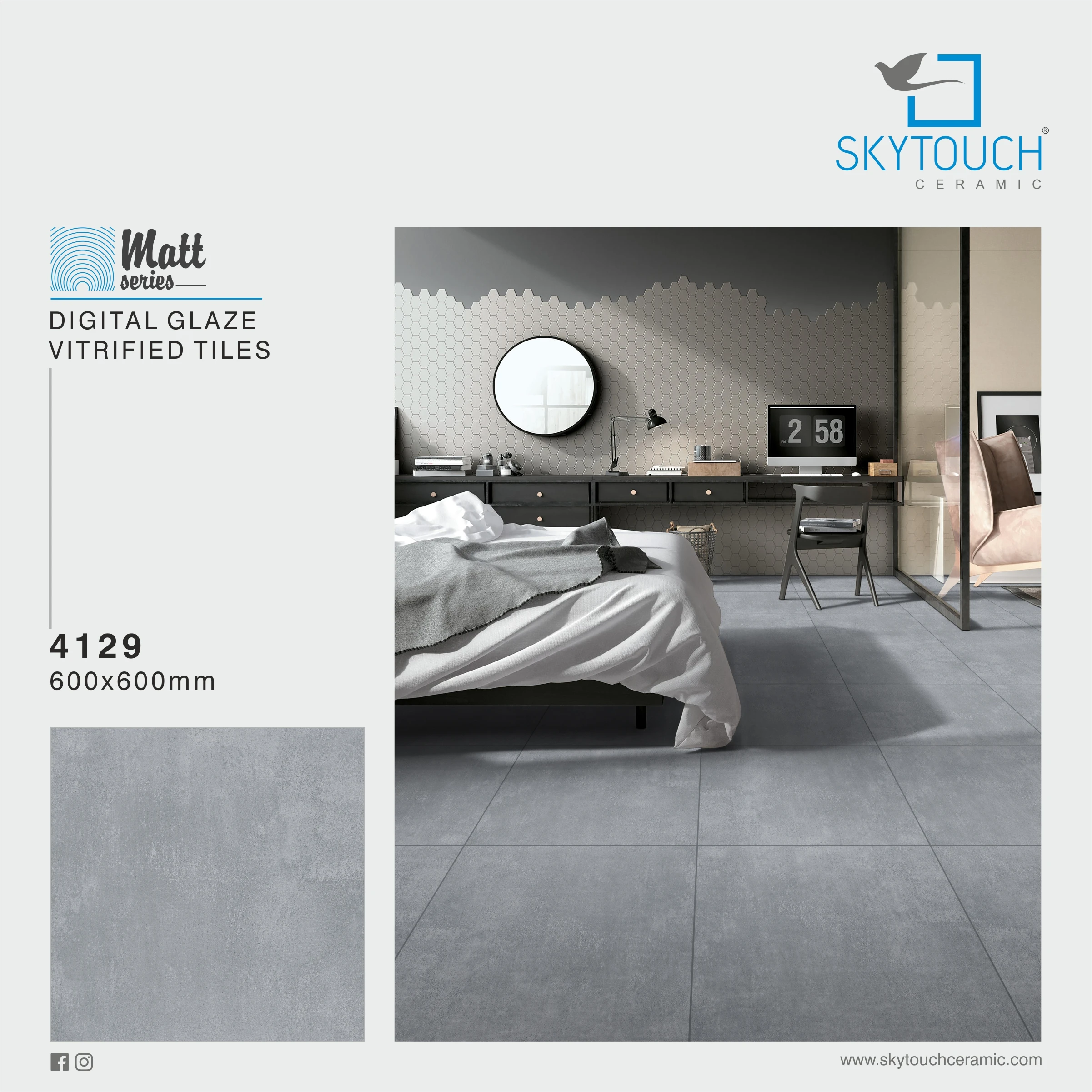 Матовая напольная плитка с эффектом тренда полноразмерная фарфоровая Нескользящая для пола и стен 600*600 мм