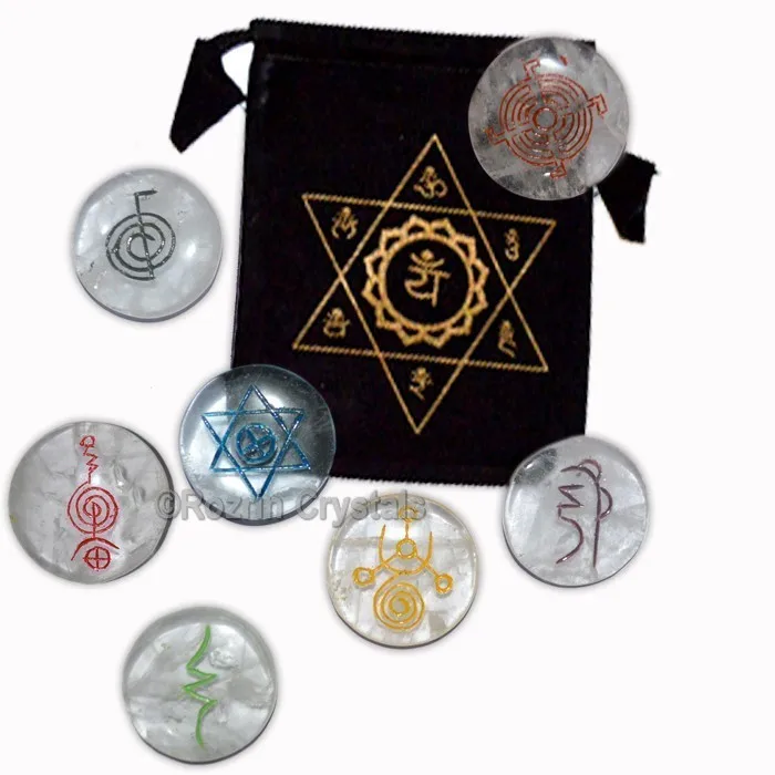 Best Quality 7 symbol crystal Round  reiki Healing Set : Best Quality 7 symbol crystal Round  reiki Healing Set For Sale