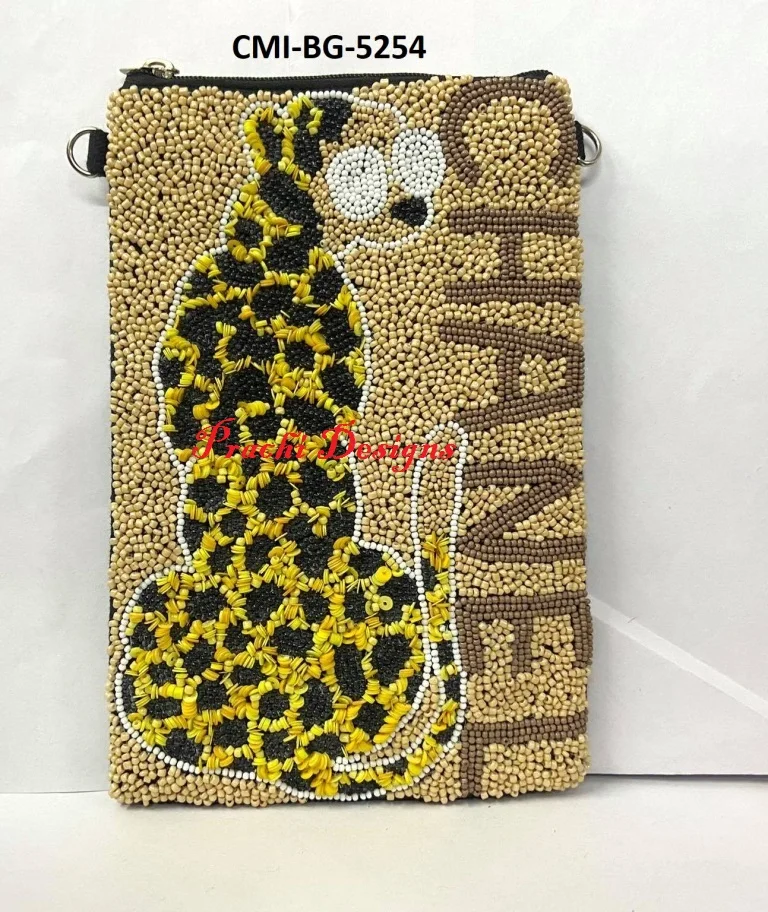 Fleur De Lis Saints Football Sports Team Seed Beaded Cell Phone Purse Bag Pouch