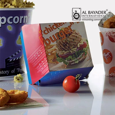 Al Bayader Foldable Cardboard Disposable Paper Burger Box for Food and Industrial Use