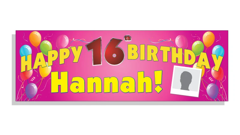 Custom text Photo Printing Happy Birthday Banner Pink Polyester Fabric Happy Birthday Backdrop Happy Birthday Banner