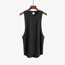 Wholesale OEM customized logo Cotton Muscle mens tank top fitness sleeveless shirt travel vest gym tank top
