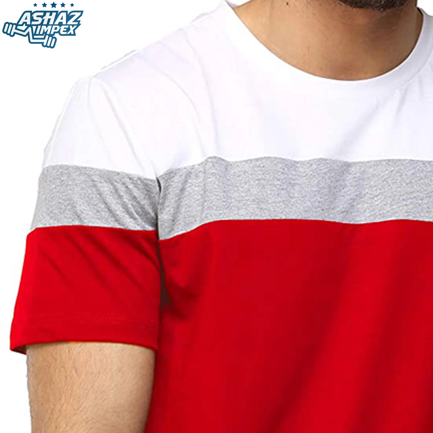 New Arrival Summer Fashion Sport Stylish Short Sleeve Round Collar Striped Color Block T Shirt For Men Fashion Daily Activities