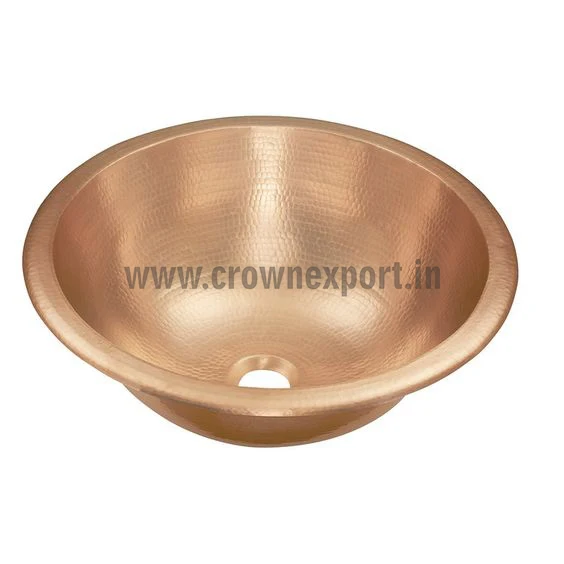 Copper Drop in Round Kitchen Sink Hand Hammered Design Single Bowl Basin Bathroom Vessel Sink Dark Antique Finished in Low Price