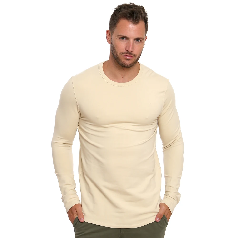 Wholesale Custom Logo Front And Back Printing Long Sleeve Shirt Polyester And Cotton Thick Men Streetwear T-shirt