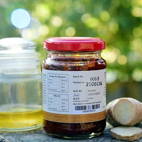 100% Ginger Herbal with Olive oil Pickle Organic Achar with Homemade Taste and Pure Natural Healthy Ingredients