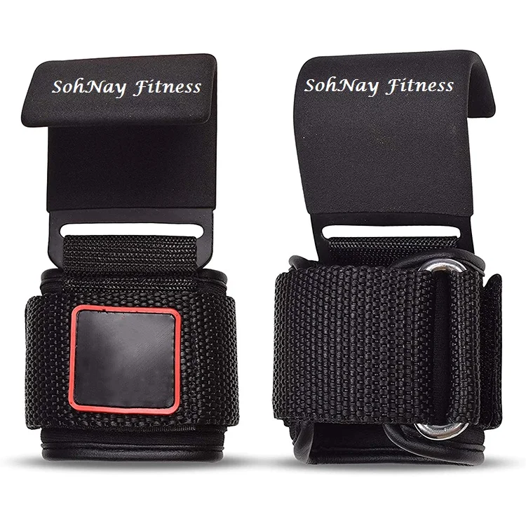 Weight Lifting Hooks Grips with Wrist Wraps/Straps Weightlifting Gloves Grip Wrist Support for Deadlifts Workout with logos