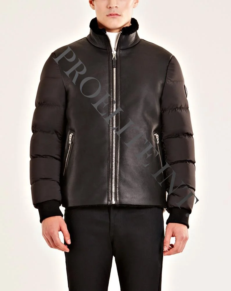 
Custom Puffer Genuine Leather Bomber Jacket 