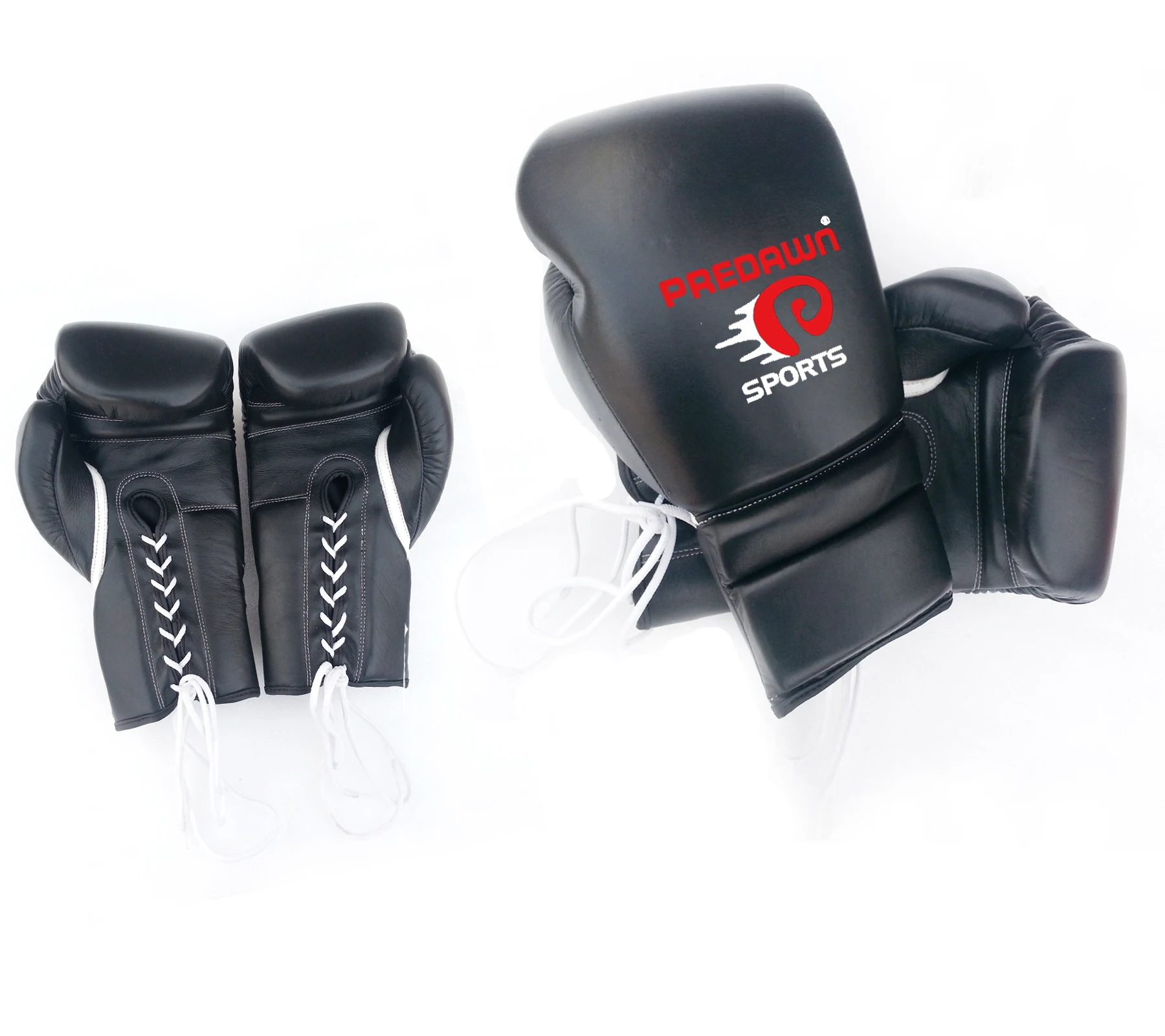 OEM ODM Custom Professional cowhide leather Laces  Kickboxing Bag work Sparring Training Muay Thai Style Punching Boxing Gloves