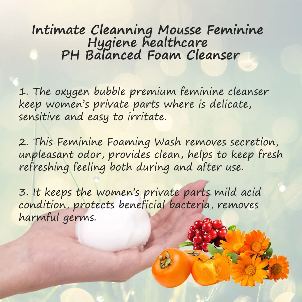Custom Logo 100% Natural Feminine Wash Vaginal Cleansing Care Mousse Intimate Wash Deodorant Foam Cleaner