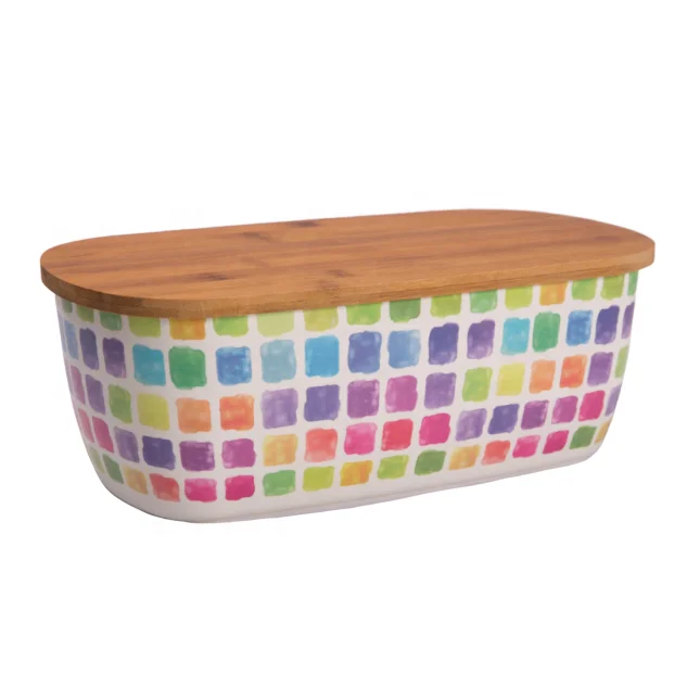 Large Wholesales Dry Food Cereal Container Bamboo Fiber Bread Canister