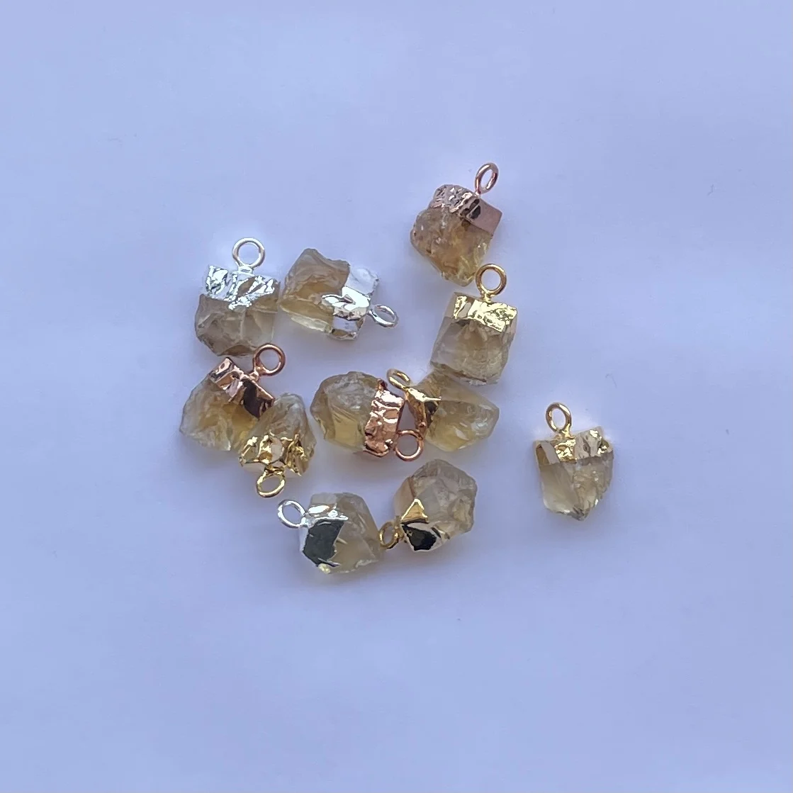 Natural Citrine Raw Connector Pendant in 925 Sterling Silver with Gold Electroplating Jewelry from Manufacturer Online Alibaba