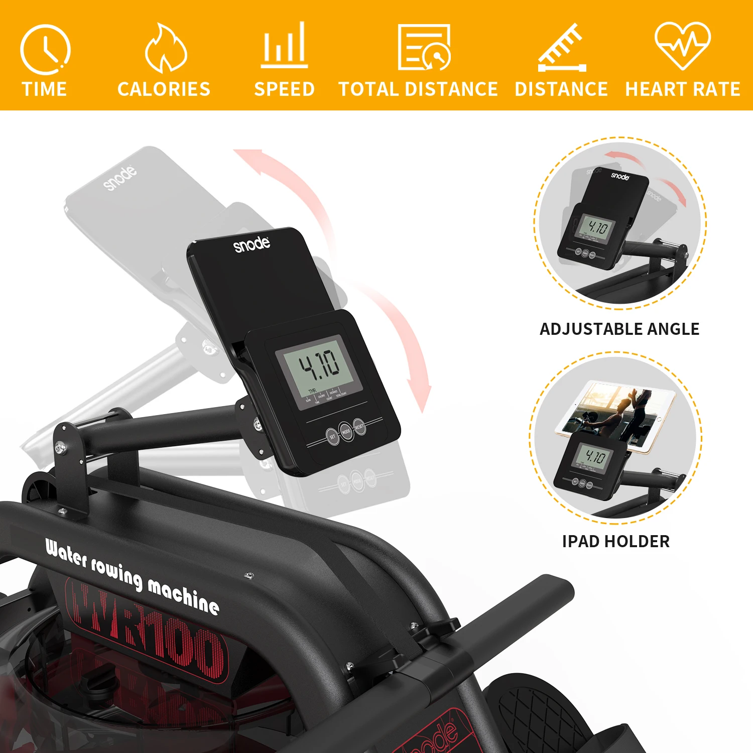 snode WR100 commercial gym water rower exercise equipment body fitness rowing machine