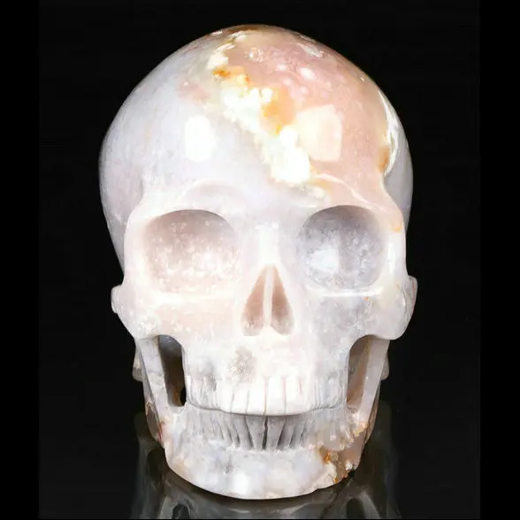Mr Skull  Quartz Crystals Wholesale 5 inches Sakura Agate Skulls Large Natural Crystal Carvings