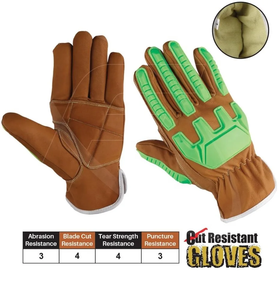  Ударопрочные перчатки с защитой от порезов/рабочие ударопрочные из ТПР козьей кожи/ударопрочные кожи