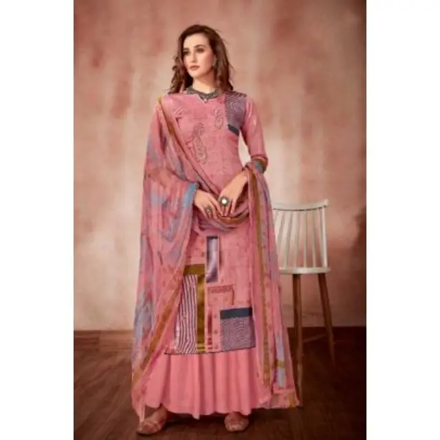 Kashmiri Heavy Neck Embroidery Dress Pakistani Party Wear Printed Work Indian Dress Salwar Kameez 8 pieces