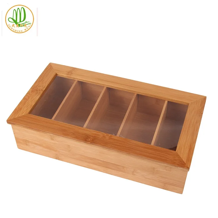 Storage Box Sugar Coffee Tea Box High Quality Wooden Rectangle Bamboo Natural Customized Food Containers Opp Bag Multifunction