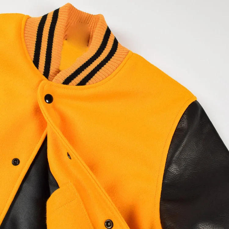 Custom Best Quality Black Wool Varsity Jackets With High Quality Fleece Custom Wool Jacket