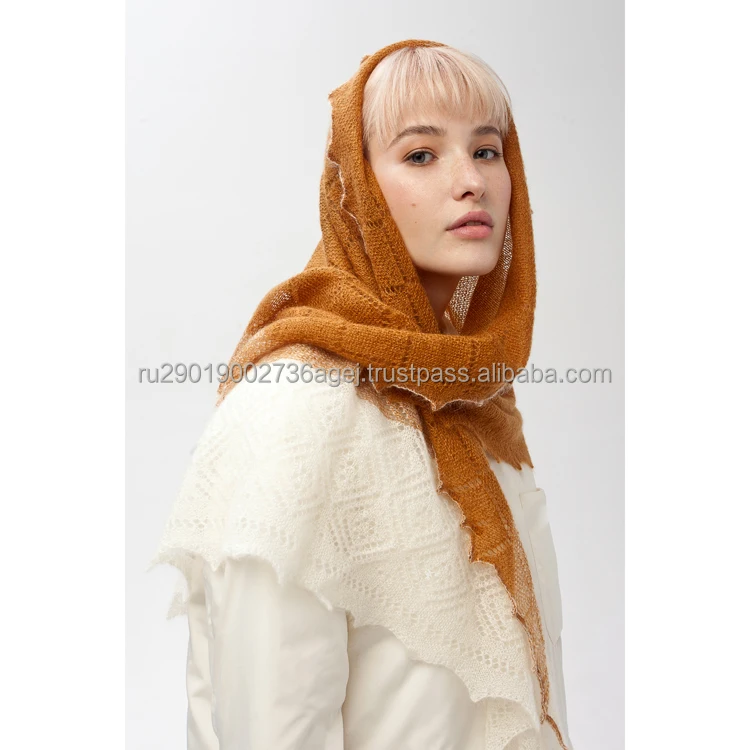 Great quality women knit shawls for winter season traditional folk crafts of Orenburg reliable supplier down knitwear