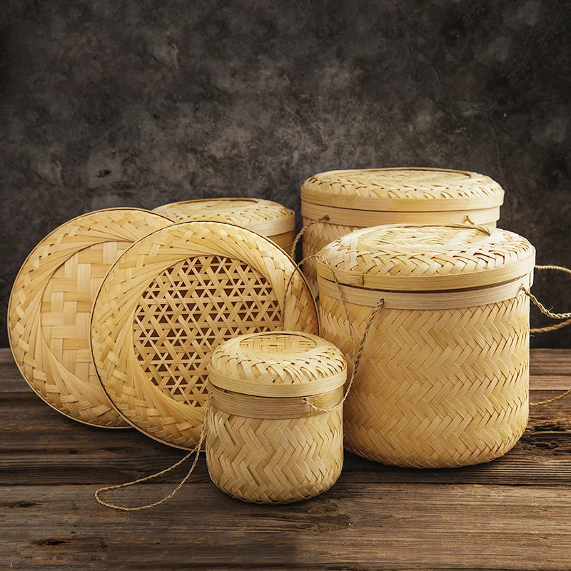 Hand Woven Bamboo Boxes with Lid for Gift Packaging Natural Storage Box OEM Accepted Made in Vietnam