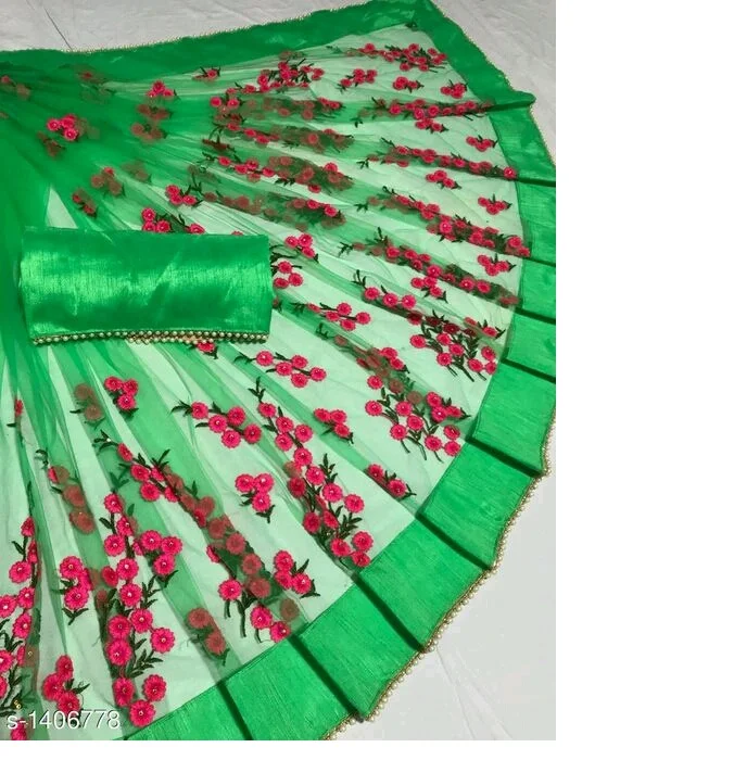 Самая красивая одежда для вечеринки, сеточная вышивка, рабочее сари с блузкой, индийская Женская одежда, сари, низкая цена, оптовая продажа, сурат