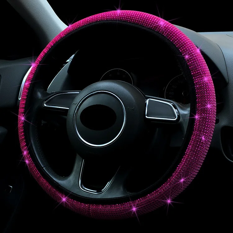 Color Diamond Anti-Slip Steering Wheel Protector Car Interior Accessories 38cm Car Steering Wheel Cover
