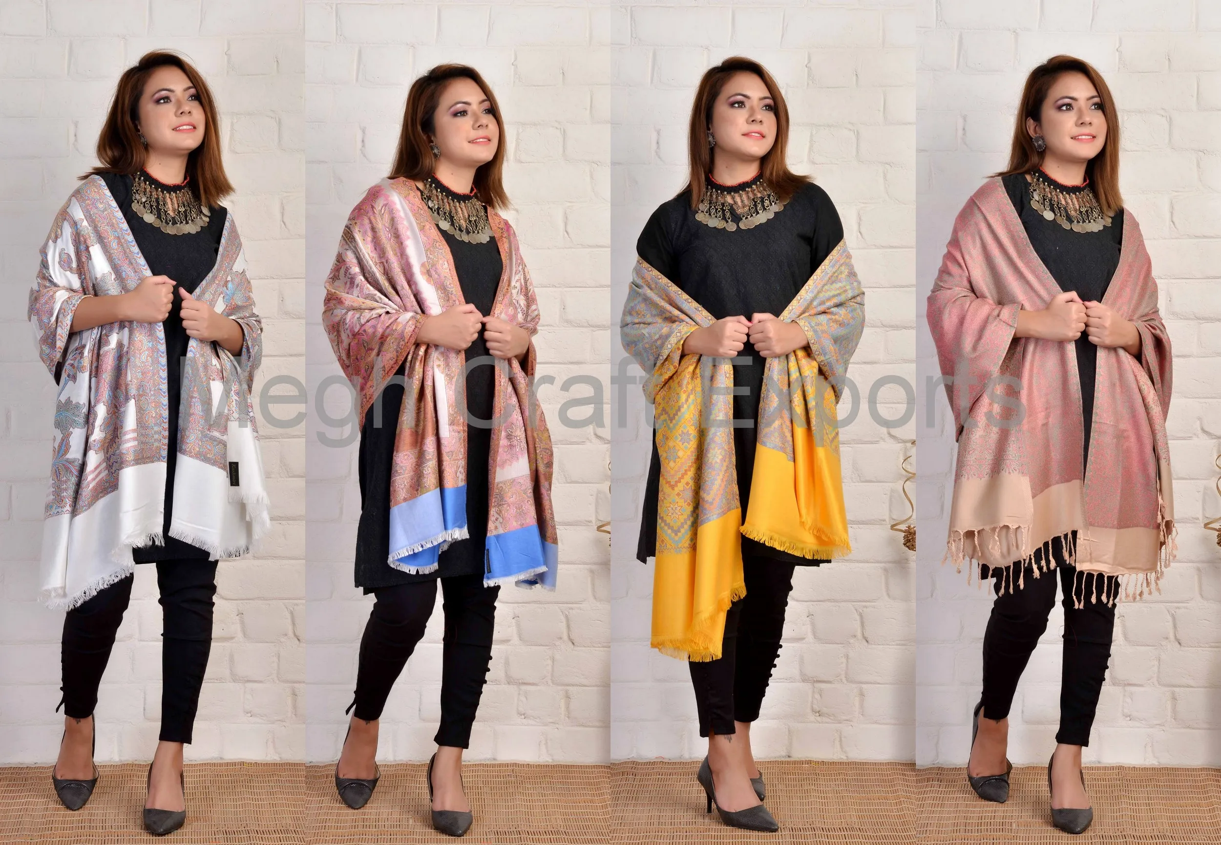 Wholesale indian pashmina stoles - silk shawl india online - partywear double side dupatta - women stylish scarf