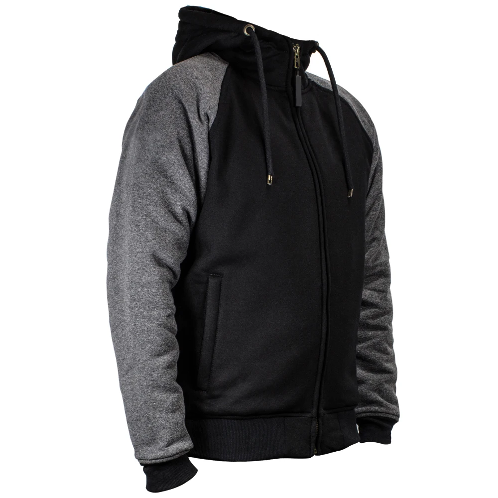 CE Approved High Quality Pure Cotton Moto Bike Hoodies with brass zipper and bottom Rib for Men, Prime Protection