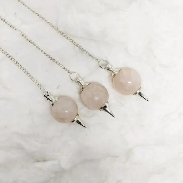 Natural Healing Crystals Rose Quartz Ball Pendulum Wholesale Round Ball Pendulum For Reiki , Dowsing Buy From Navazish Agate